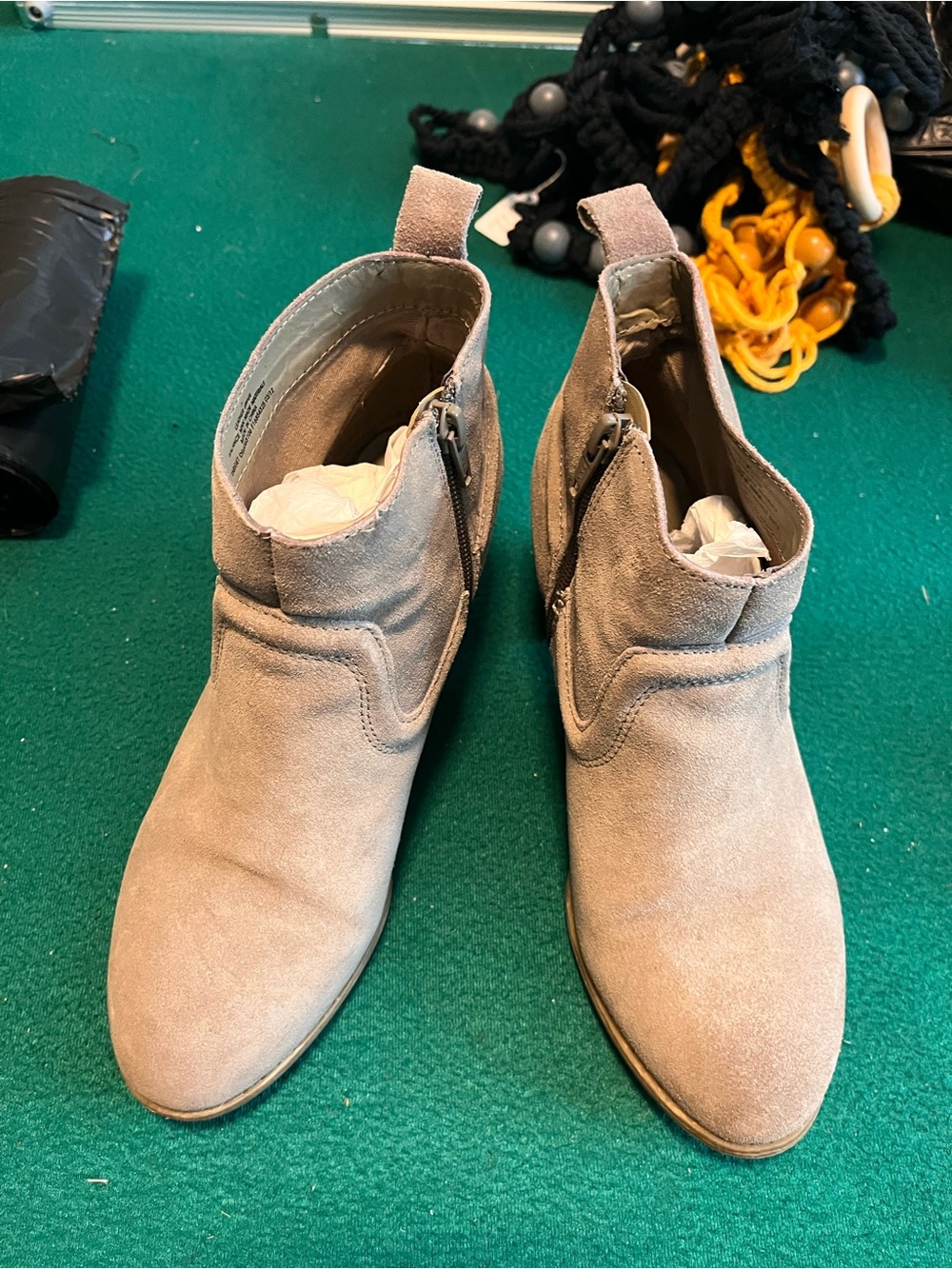 Mossimo Supply Co. Taupe Suede Ankle Booties with Side Zip
